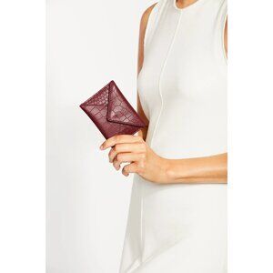 Rachel Miriam Burgundy Genuine Leather Card Wallet With Button Closure